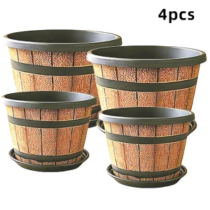 Barrel Planter Pots - Imitation Wood
